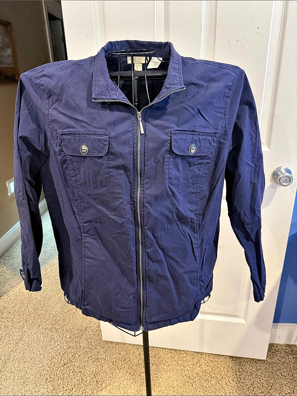 Appleseed's Women's Utility Jacket Blue Size 1X Lightweight Cotton Zip Up